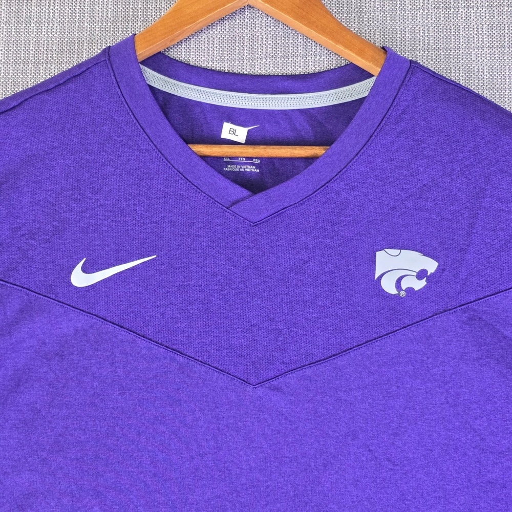 K-State Wildcats Nike Team Issued Dri-Fit Shirt Mens XXL Purple On-Field Big 12 - Picture 7 of 16